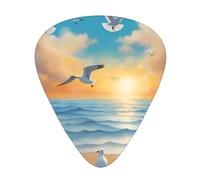 Seagulls by the sea - Púas de guitarra estampadas, 12 piezas en 3 grosores diferentes, adecuadas para guitarra acústica, guitarra eléctrica y músicos de banda