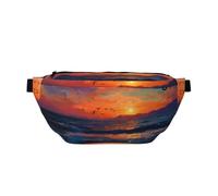 Seagulls Chasing The Sun - Riñonera cruzada ajustable para deportes al aire libre y viajes, bolsa bandolera de gran capacidad