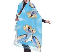 Seagulls in flight - Bufanda con flecos de cachemira para mujer, bufanda de moda, chal para cabeza, bufanda larga, ideal para otoño e invierno