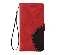 SEAHAI Cuero Funda para Realme C67 4G Billetera Estuche, Carcasa con Tarjetero/Cierre Magnético/Suporte, Ultradelgado Cartera Flip PU Cover Case - Rojo