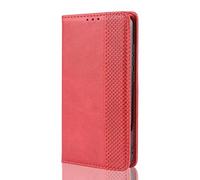 SEAHAI Funda Leather Folio para Cubot A20, Carcasa de Premium Cuero PU Elegante Magnético Adsorción Automática Ultrafino Flip Estuche con Ranuras y Tarjetas - Rojo