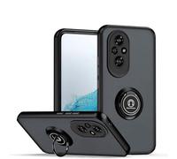 SEAHAI Funda para Honor 200 5G Estuche, Translúcida Escarchado Duro PC Carcasa Antigolpes TPU Bumper Silicona Cubierta con 360° Anillo Soporte de Metal, Negro