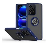 SEAHAI Funda para Honor 200 Lite 5G Estuche, Translúcida Escarchado Duro PC Carcasa Antigolpes TPU Bumper Silicona Cubierta con 360° Anillo Soporte de Metal, Azul Real