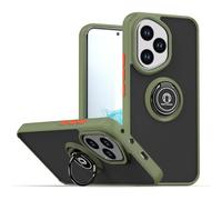 SEAHAI Funda para Honor 400 5G Estuche, Translúcida Escarchado Duro PC Carcasa Antigolpes TPU Bumper Silicona Cubierta con 360° Anillo Soporte de Metal, Ejercito Verde