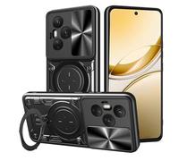 SEAHAI Funda para Honor 400 Pro 5G, [Rugged Armour] Antigolpes Carcasa con Metálico Anillo Magnético Soporte y Cámara Deslizante Proteger, Anti-Caída Silicona Case - Negro