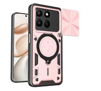 SEAHAI Funda para Honor 400 Smart/Honor X7d, [Rugged Armour] Antigolpes Carcasa con Metálico Anillo Magnético Soporte y Cámara Deslizante Proteger, Anti-Caída Silicona Case - Oro Rosa