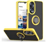 SEAHAI Funda para Honor 90 5G Estuche, Translúcida Escarchado Duro PC Carcasa Antigolpes TPU Bumper Silicona Cubierta con 360° Anillo Soporte de Metal, Amarillo