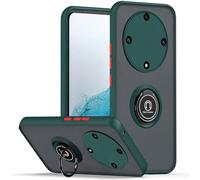 SEAHAI Funda para Honor Magic 6 Lite 5G / Honor X9b Estuche, Translúcida Escarchado Duro PC Carcasa Antigolpes TPU Bumper Silicona Cubierta con 360° Anillo Soporte de Metal, Verde Oscuro