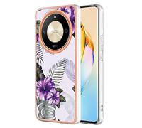 SEAHAI Funda para Honor Magic 6 Lite 5G / Honor X9b, Patrones Colores Elegante Delgada a Prueba de Golpes TPU de Goma Suave Carcasa de Silicona Colorida - Flor Purpura