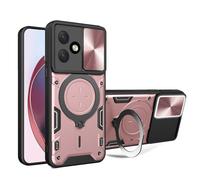 SEAHAI Funda para Honor X5C Plus, [Rugged Armour] Antigolpes Carcasa con Metálico Anillo Magnético Soporte y Cámara Deslizante Proteger, Anti-Caída Silicona Case - Oro Rosa