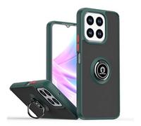 SEAHAI Funda para Honor X6b Estuche, Translúcida Escarchado Duro PC Carcasa Antigolpes TPU Bumper Silicona Cubierta con 360° Anillo Soporte de Metal, Verde Oscuro