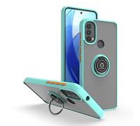 SEAHAI Funda para Motorola Moto E20 / Moto E30 / Moto E40 Estuche, Translúcida Escarchado Duro PC Carcasa Antigolpes TPU Bumper Silicona Cubierta con 360° Anillo Soporte de Metal, Cielo Azul
