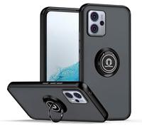 SEAHAI Funda para Motorola Moto G14 Estuche, Translúcida Escarchado Duro PC Carcasa Antigolpes TPU Bumper Silicona Cubierta con 360° Anillo Soporte de Metal, Negro