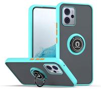 SEAHAI Funda para Motorola Moto G14 Estuche, Translúcida Escarchado Duro PC Carcasa Antigolpes TPU Bumper Silicona Cubierta con 360° Anillo Soporte de Metal, Cielo Azul