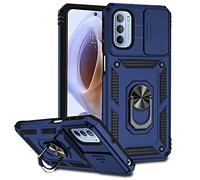 SEAHAI Funda para Motorola Moto G52 / Moto G82 5G, Estuche con 360 Grados Anillo Soporte y Cámara Deslizante Proteger Anti-Caída Silicona PC + TPU Bumper Antigolpes Carcasa - Azul