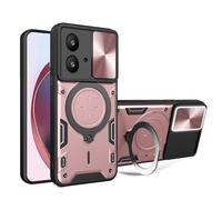 SEAHAI Funda para Motorola Moto G84 5G, [Rugged Armour] Antigolpes Carcasa con Metálico Anillo Magnético Soporte y Cámara Deslizante Proteger, Anti-Caída Silicona Case - Oro Rosa
