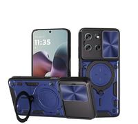 SEAHAI Funda para Motorola Moto G86 Power, [Rugged Armour] Antigolpes Carcasa con Metálico Anillo Magnético Soporte y Cámara Deslizante Proteger, Anti-Caída Silicona Case - Azul