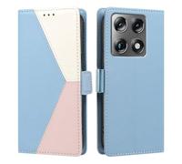 SEAHAI Funda para Motorola Signature 5G, Premium Cuero PU Billetera Tipo Libro Flip Carcasa de Cuero, Cubierta con Suporte Ranura para Tarjeta Cierre Magnético, Azul Claro