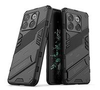 SEAHAI Funda para OnePlus 10T 5G Estuche, Carcasa de Antigolpes [Rugged Armour] Soporte Plegable Oculto Silicona TPU Bumper Anti-Caída Case - Negro