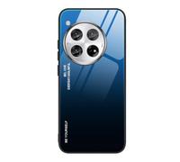 SEAHAI Funda para OnePlus 12R 5G, Degradado de Color Carcasa con Tapa Trasera de Cristal Templado & Estuche Silicona TPU con Absorción de Golpes, Azul Elegante