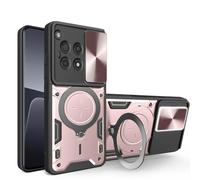 SEAHAI Funda para OnePlus 12R 5G, [Rugged Armour] Antigolpes Carcasa con Metálico Anillo Magnético Soporte y Cámara Deslizante Proteger, Anti-Caída Silicona Case, Oro Rosa