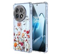 SEAHAI Funda para OnePlus 13 5G, Colores Las Flores Elegante Delgada a Prueba de Golpes TPU Transparente de Goma Suave Carcasa de Silicona Colorida - Baile de Flores