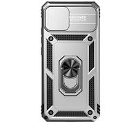 SEAHAI Funda para OnePlus Nord CE 3 Lite 5G, Estuche con 360 Grados Anillo Soporte y Cámara Deslizante Proteger [Grado Militar Anti-Caída] Silicona PC + TPU Bumper Antigolpes Carcasa - Plata