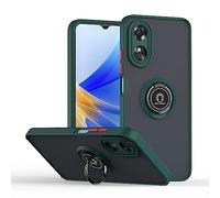 SEAHAI Funda para OPPO A58 4G Estuche, Translúcida Escarchado Duro PC Carcasa Antigolpes TPU Bumper Silicona Cubierta con 360° Anillo Soporte de Metal, Verde Oscuro