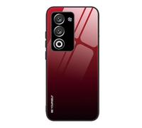 SEAHAI Funda para OPPO A5M / OPPO A5 5G/4G, Degradado de Color Carcasa con Tapa Trasera de Cristal Templado & Estuche Silicona TPU con Absorción de Golpes, Rojo Elegante
