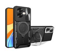 SEAHAI Funda para OPPO A79 5G / OnePlus Nord N30 SE 5G, [Rugged Armour] Antigolpes Carcasa con Metálico Anillo Magnético Soporte y Cámara Deslizante Proteger, Anti-Caída Silicona Case - Negro