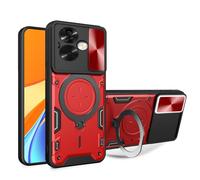 SEAHAI Funda para OPPO A79 5G / OnePlus Nord N30 SE 5G, [Rugged Armour] Antigolpes Carcasa con Metálico Anillo Magnético Soporte y Cámara Deslizante Proteger, Anti-Caída Silicona Case - Rojo
