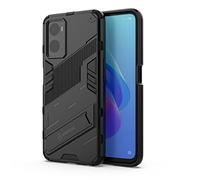 SEAHAI Funda para OPPO A96 / OPPO A76 / Realme 9i / OPPO A36 Estuche, Carcasa de Antigolpes [Rugged Armour] Soporte Plegable Oculto Silicona TPU Bumper Anti-Caída Case - Negro