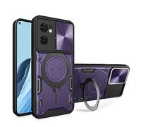 SEAHAI Funda para OPPO Find X5 Lite 5G, [Rugged Armour] Antigolpes Carcasa con Metálico Anillo Magnético Soporte y Cámara Deslizante Proteger, Anti-Caída Silicona Case - Morado Oscuro