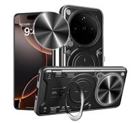 SEAHAI Funda para OPPO Find X8 Pro 5G, [Rugged Armour] Antigolpes Carcasa con Metálico Anillo Magnético Soporte y Cámara Deslizante Proteger, Anti-Caída Silicona Case - Negro