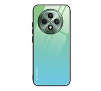 SEAHAI Funda para OPPO Reno 12F 4G / OPPO Reno 12 FS 5G (Reno12 F 5G), Degradado de Color Carcasa con Tapa Trasera de Cristal Templado & Estuche Silicona TPU con Absorción de Golpes, Verde Juvenil
