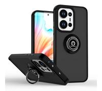 SEAHAI Funda para OPPO Reno 13 Pro 5G (Reno13 Pro 5G) Estuche, Translúcida Escarchado Duro PC Carcasa Antigolpes TPU Bumper Silicona Cubierta con 360° Anillo Soporte de Metal, Negro