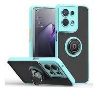 SEAHAI Funda para OPPO Reno 8 5G (Reno8 5G) Estuche, Translúcida Escarchado Duro PC Carcasa Antigolpes TPU Bumper Silicona Cubierta con 360° Anillo Soporte de Metal, Cielo Azul