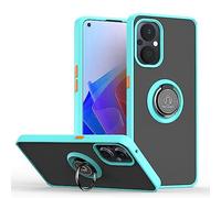 SEAHAI Funda para OPPO Reno 8 Lite 5G / OPPO Reno 7 Lite Estuche, Translúcida Escarchado Duro PC Carcasa Antigolpes TPU Bumper Silicona Cubierta con 360° Anillo Soporte de Metal, Cielo Azul