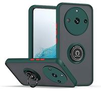 SEAHAI Funda para Realme 11 Pro 5G / Realme 11 Pro+ Plus 5G Estuche, Translúcida Escarchado Duro PC Carcasa Antigolpes TPU Bumper Silicona Cubierta con 360° Anillo Soporte de Metal, Verde Oscuro