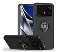 SEAHAI Funda para Realme 12X 5G / Realme 12 5G Estuche, Translúcida Escarchado Duro PC Carcasa Antigolpes TPU Bumper Silicona Cubierta con 360° Anillo Soporte de Metal, Negro