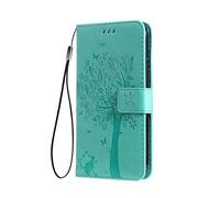 SEAHAI Funda para Realme 14 Pro+ Plus 5G Billetera Estuche, Diseño de Patrón Bastante Hojas y Gato en Relieve Funda de Cuero, Elegante Ultrafino Carcasa Case, Verde