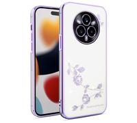 SEAHAI Funda para Realme 14 Pro+ Plus 5G, Transparente Brillantes Lindo Flor Patrón Diseño Niña Carcasa Ultradelgado Suave Silicona TPU Bumper Antigolpes Cubierta - Púrpura