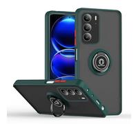 SEAHAI Funda para Realme 14X 5G / Realme C75 4G Estuche, Translúcida Escarchado Duro PC Carcasa Antigolpes TPU Bumper Silicona Cubierta con 360° Anillo Soporte de Metal, Verde Oscuro