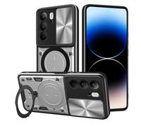 SEAHAI Funda para Realme 14X 5G / Realme C75 4G, [Rugged Armour] Antigolpes Carcasa con Metálico Anillo Magnético Soporte y Cámara Deslizante Proteger, Anti-Caída Silicona Case - Plateado