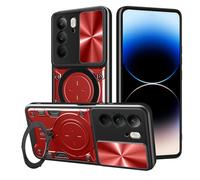 SEAHAI Funda para Realme 14X 5G / Realme C75 4G, [Rugged Armour] Antigolpes Carcasa con Metálico Anillo Magnético Soporte y Cámara Deslizante Proteger, Anti-Caída Silicona Case - Rojo