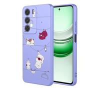 SEAHAI Funda para Realme 14X 5G / Realme C75 4G, Ultradelgado Suave Carcasa de Silicona Líquida, Moda TPU Bumper Antigolpes Cubierta con Patrón de Animales de Lindas Flores - Púrpura S09