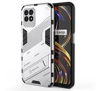 SEAHAI Funda para Realme 8i Estuche, Carcasa de Antigolpes [Rugged Armour] Soporte Plegable Oculto Silicona TPU Bumper Anti-Caída Case para Realme 8i - Blanco