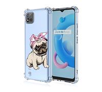 SEAHAI Funda para Realme C11 (2021), Patrones Colores Elegante Delgada a Prueba de Golpes TPU Transparente de Goma Suave Carcasa de Silicona Colorida - Cachorro Rosa