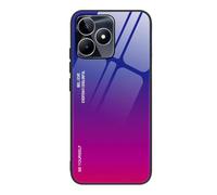 SEAHAI Funda para Realme C63/Realme C61/Realme Note 60/Realme Note 60X, Degradado de Color Carcasa con Tapa Trasera de Cristal Templado & Estuche Silicona TPU con Absorción de Golpes, Morado Colorido