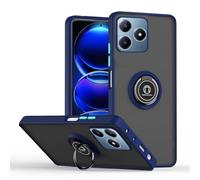 SEAHAI Funda para Realme C63/Realme C61/Realme Note 60/Realme Note 60X Estuche, Translúcida Escarchado Duro PC Carcasa Antigolpes TPU Silicona Cubierta con 360° Anillo Soporte de Metal, Azul Real